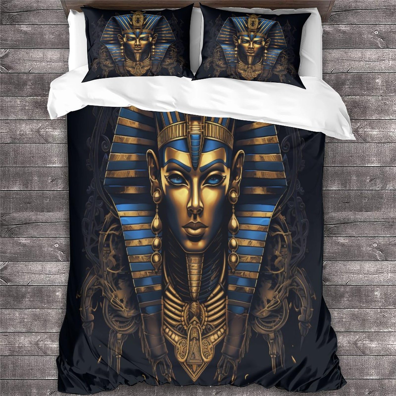 Loussiesd Farao dekbedovertrek met beddengoed uit de Oude Egyptische cultuur voor kinderen, jongens, meisjes, dekbedovertrek met Egyptische stam, retro, westerse spreihoes, slaapkamercollectie, 3