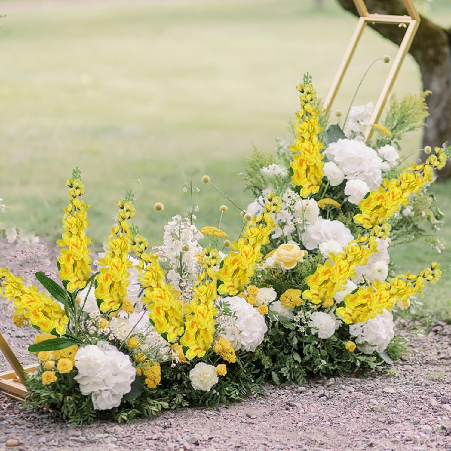 IPOPU 6pcs Yellow Delphinium Artificial Flowers 36.22in Silk Flowers Snapdragon Flowers Hyacinth Artificial Flowers Long Stem Flowers for Wedding Home Floral Centerpieces Decor(Yellow) - Image 3