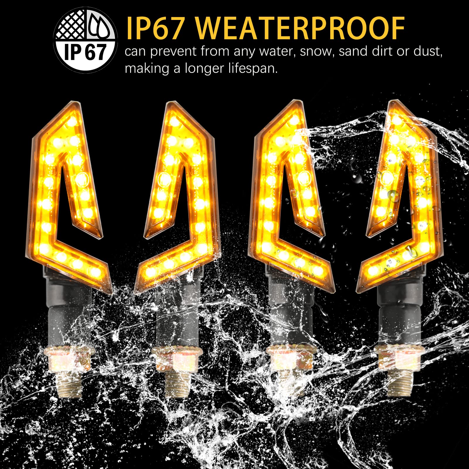 JMTBNO 4pcs Freccia Moto Indicatori di direzione Universali 12V 15 LED per Street Sport Bike Dirt Bike Cruiser Scooter Quad Enduro OffRoad