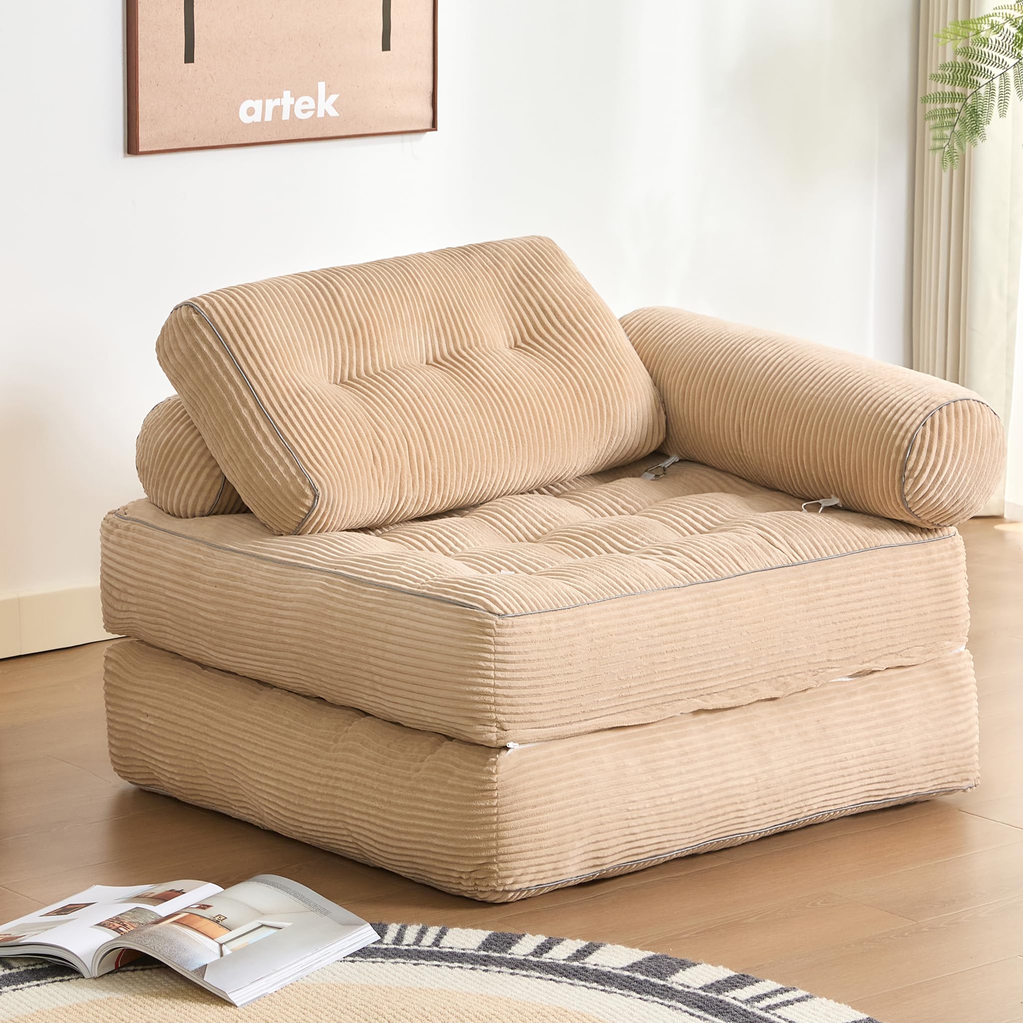 Litbird Faltbares Schlafsofa – Sitzsack-Sofa, Relaxsessel, Spielsofa, Schlafsofa & Gästebett für kleine Räume, Sessel fürs Schlafzimmer & Wohnzimmer
