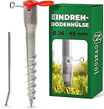 Novatool Screw-in ground sleeve set for pipes with a diameter of 26-65 mm, ground sleeve, parasol, post holder, screw-in sleeve, ground screw sleeve, alternative to ground impact sleeve