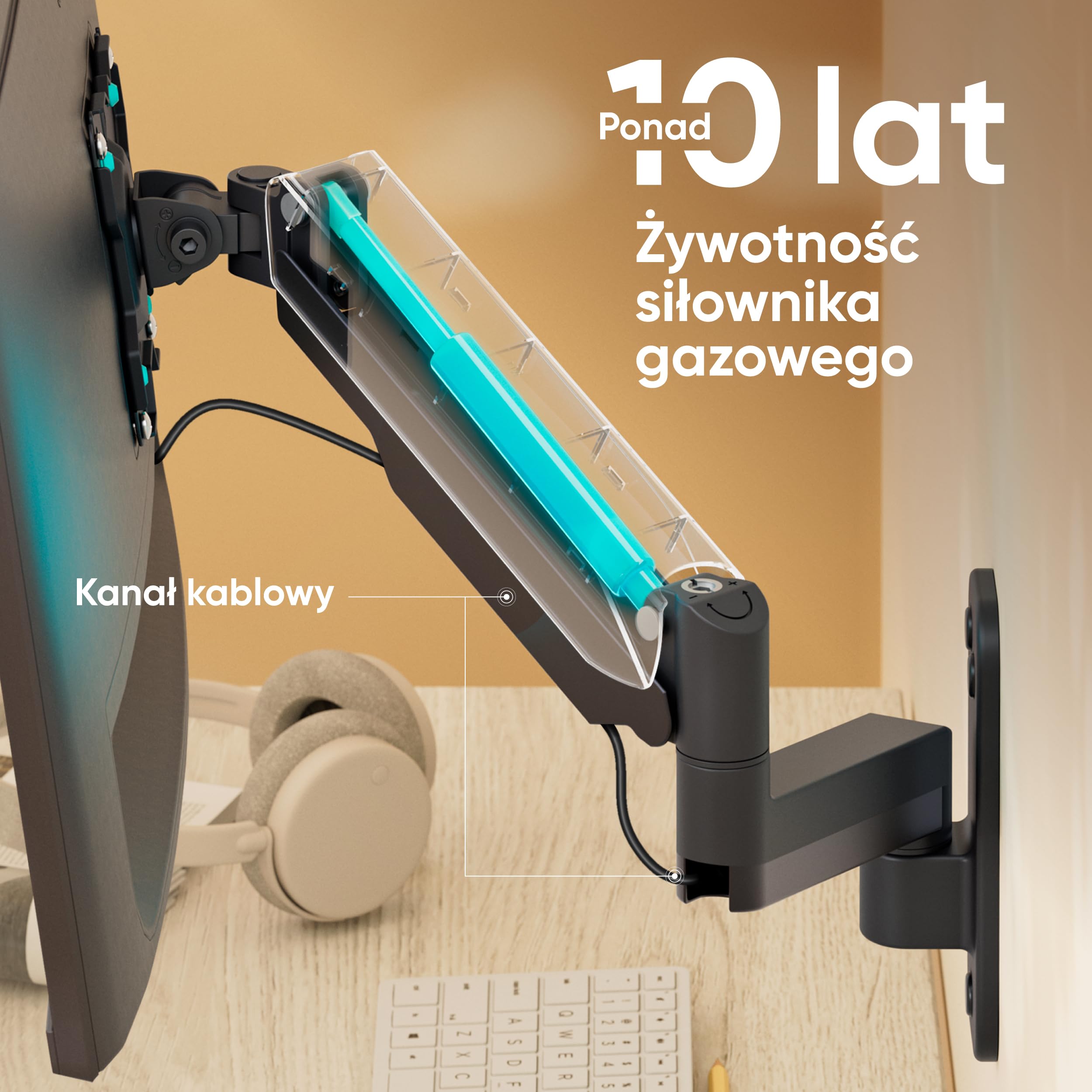 ONKRON Uchwyt monitora i telewizora ściennego (obrotowy, przechylany, rozszerzalny) Ramię monitora ściennego do ekranów 13-32 cali z wiosną gazową VESA 75 x 75-100 x 100 mm i waga maks. 8 kg - G150