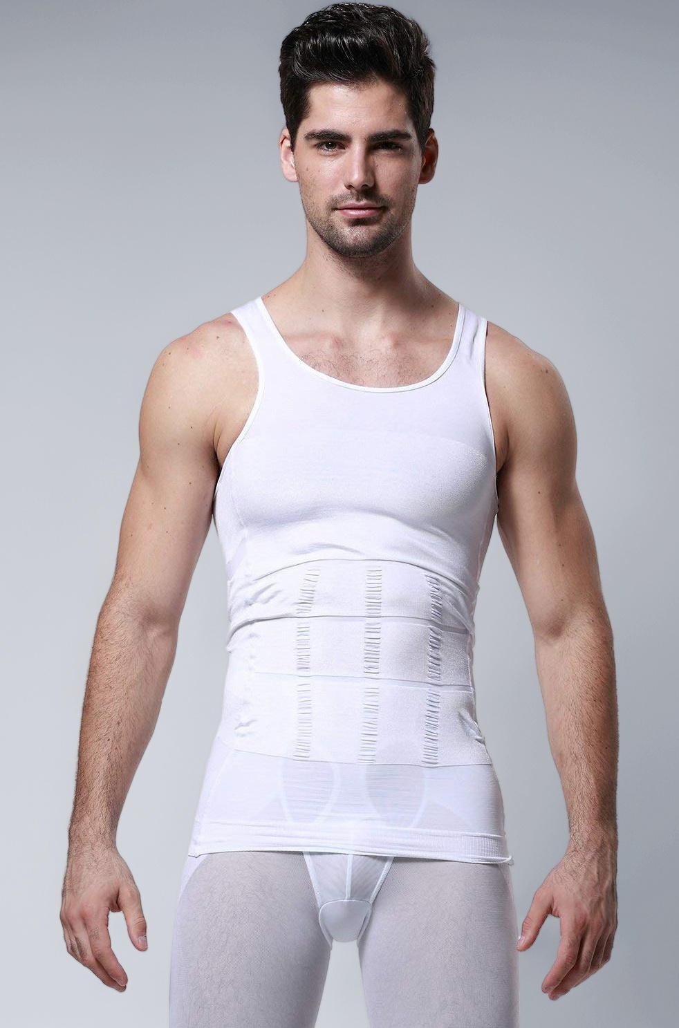 Wearslim Men’s Slimming Body Shaper Vest Shirt Abs Abdomen Slim Stretchable Tummy Tucker Vest