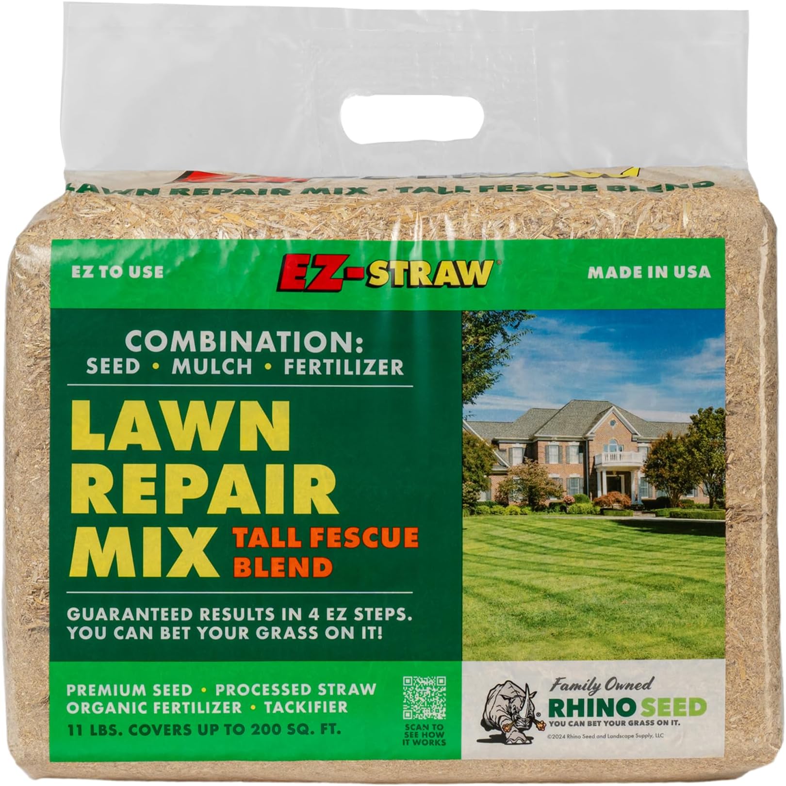 Lawn Repair Mix Tall Fescue Blend - Seed, Mulch and Fertilizer Combination, 11lbs (Covers 200sq ft.)