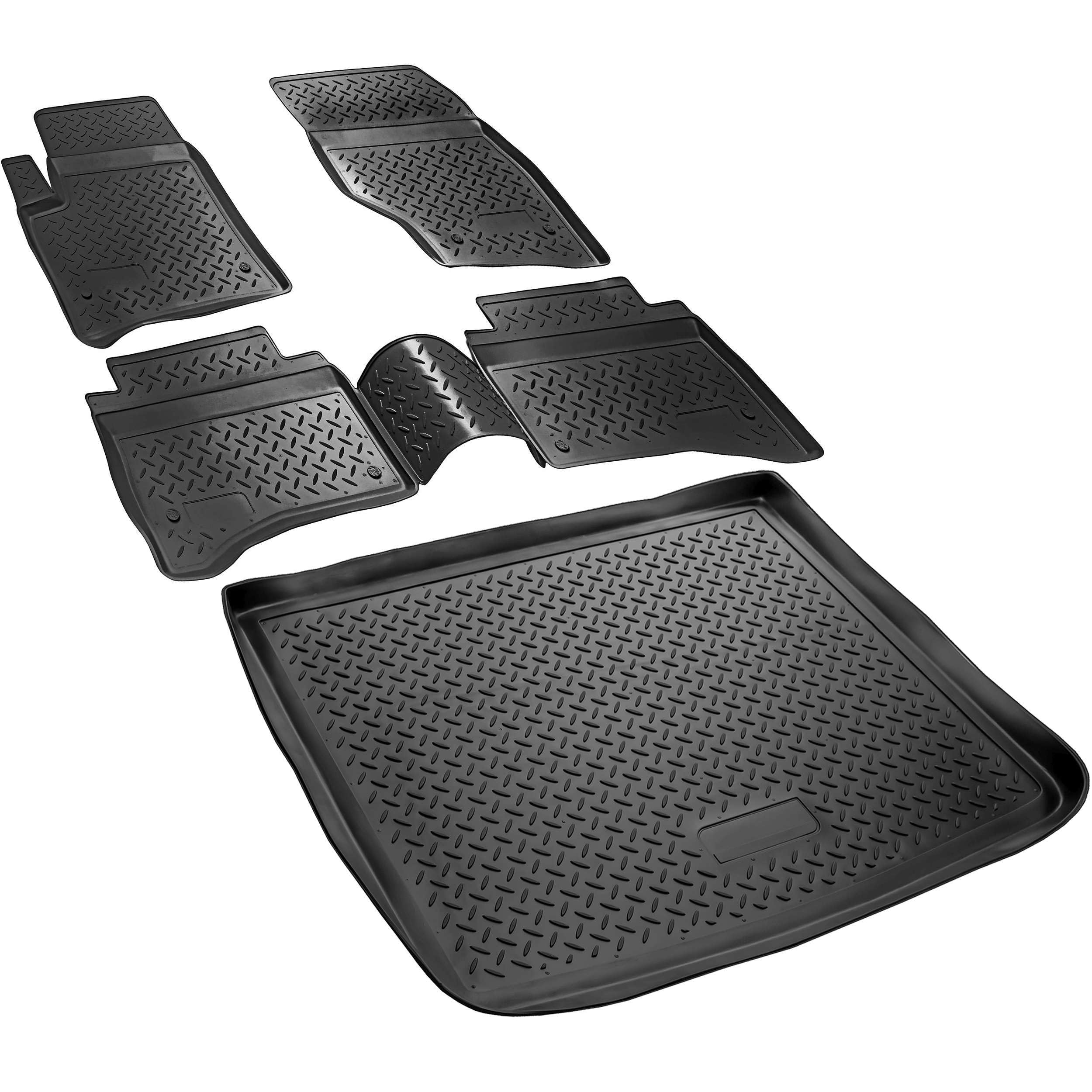 RECAMBO Juego de alfombrillas de goma y bandeja de maletero para Porsche Cayenne 1, tipo 9PA, año de fabricación 2002-2010, 100% a medida, alfombrillas y maletero de TPE antideslizante de alta