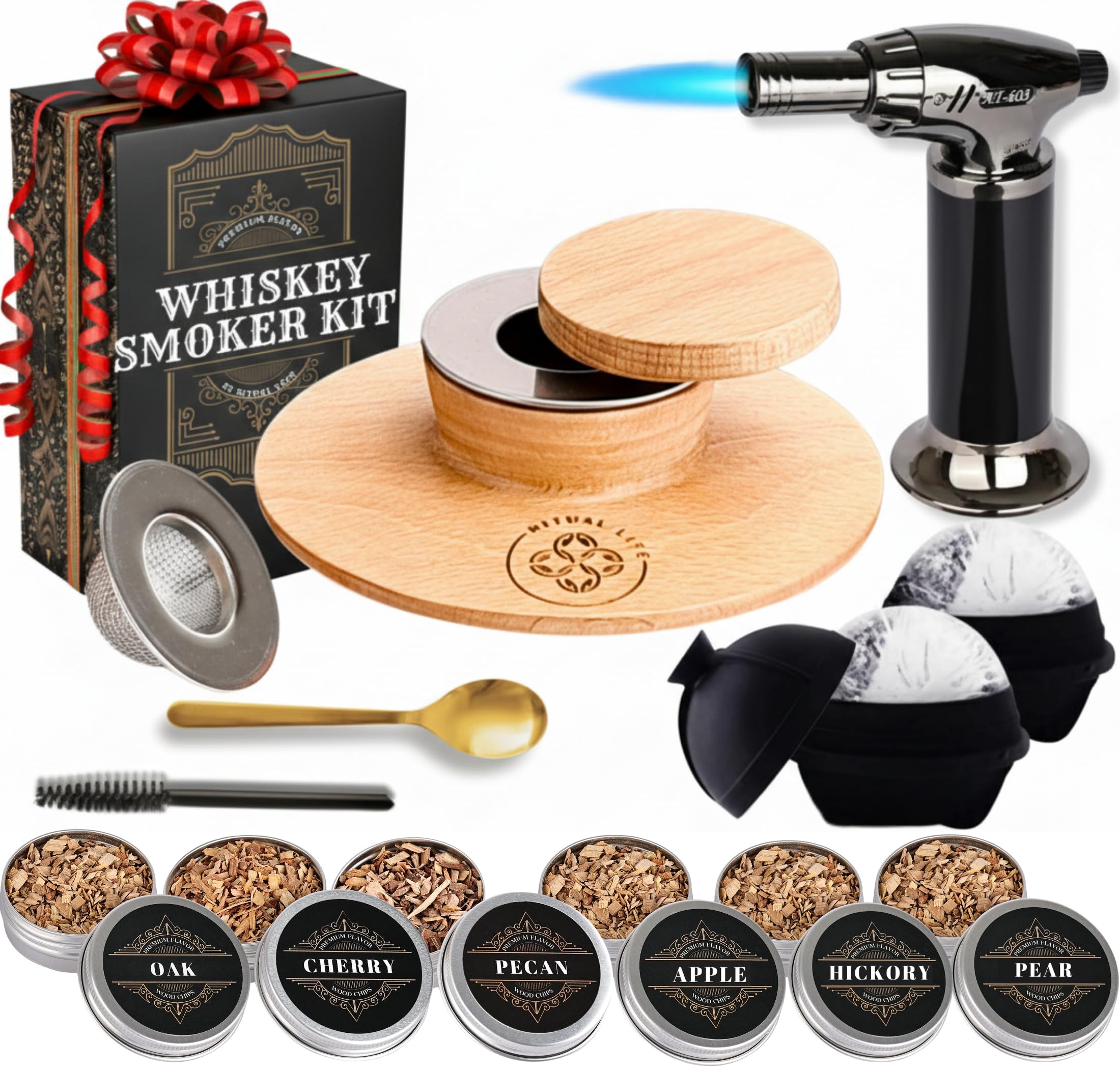 Whiskey Smoker Kit With Torch - Old Fashion Cocktail Bourbon For Drinks Drink Infuser Cocktails Smoking
