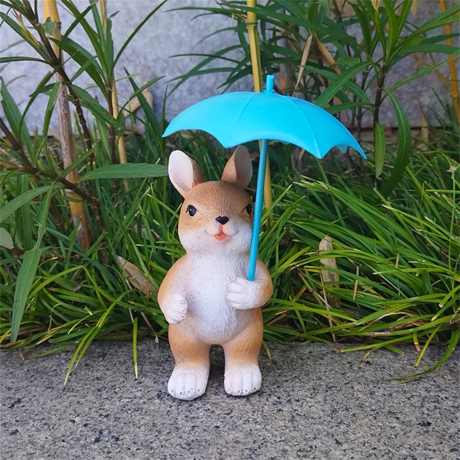 Amazon.com: Edlike Garden Animal Holding Umbrella Statue,Resin Rabbit ...