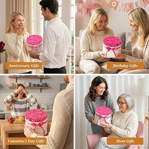 Miniatura 8 de 17 flores eternas en una caja de gamuza de lujo, rosas preservadas, regalos de cumpleaños para mujeres, aniversario romántico, regalos de boda