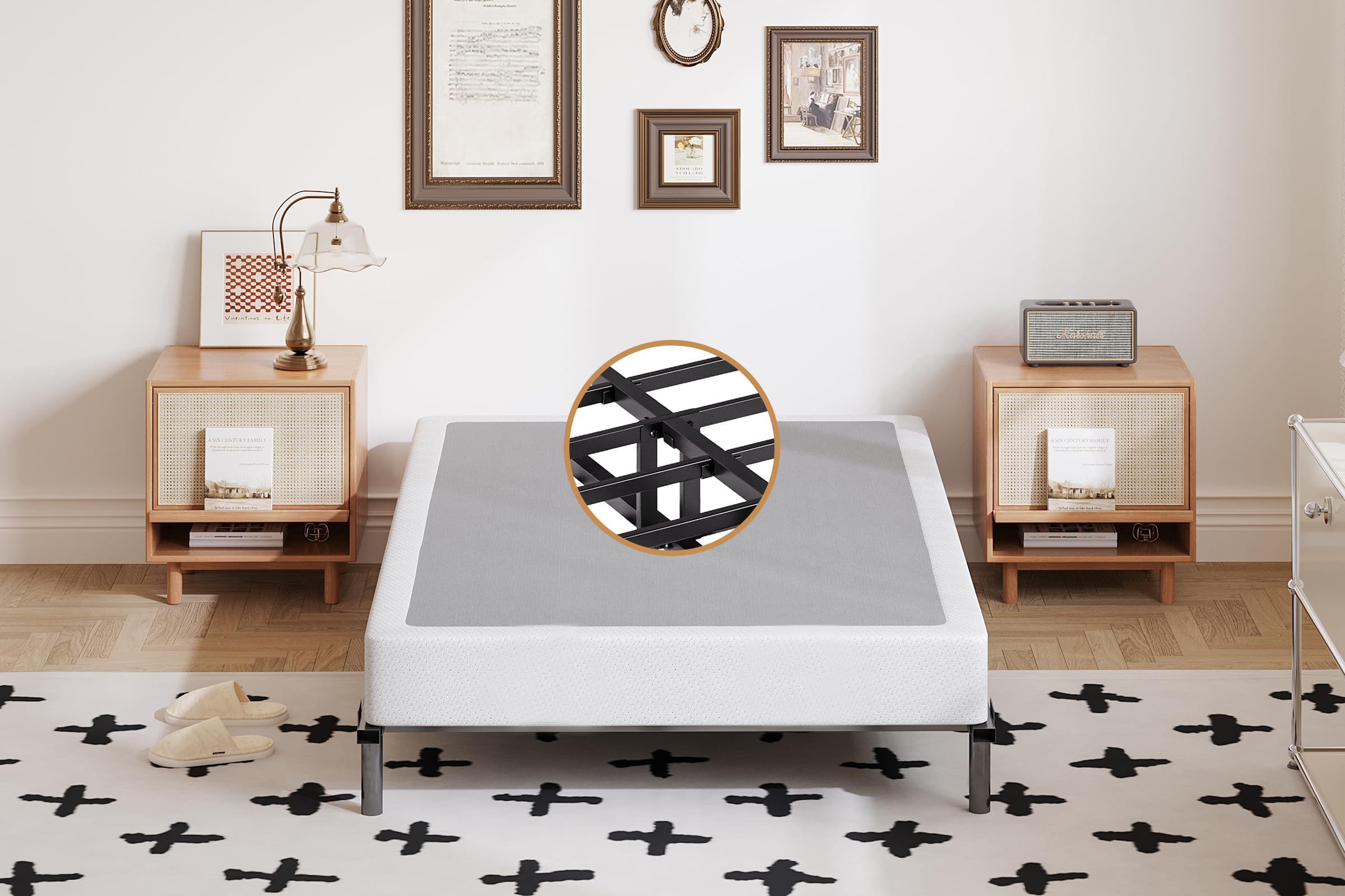 Twin Box Spring 5 INCH High Profile Metal Heavy Duty Easy Assembly Sturdy Box Springs Mattress Foundation Extra-Strong Support No Noise Easy to Clean