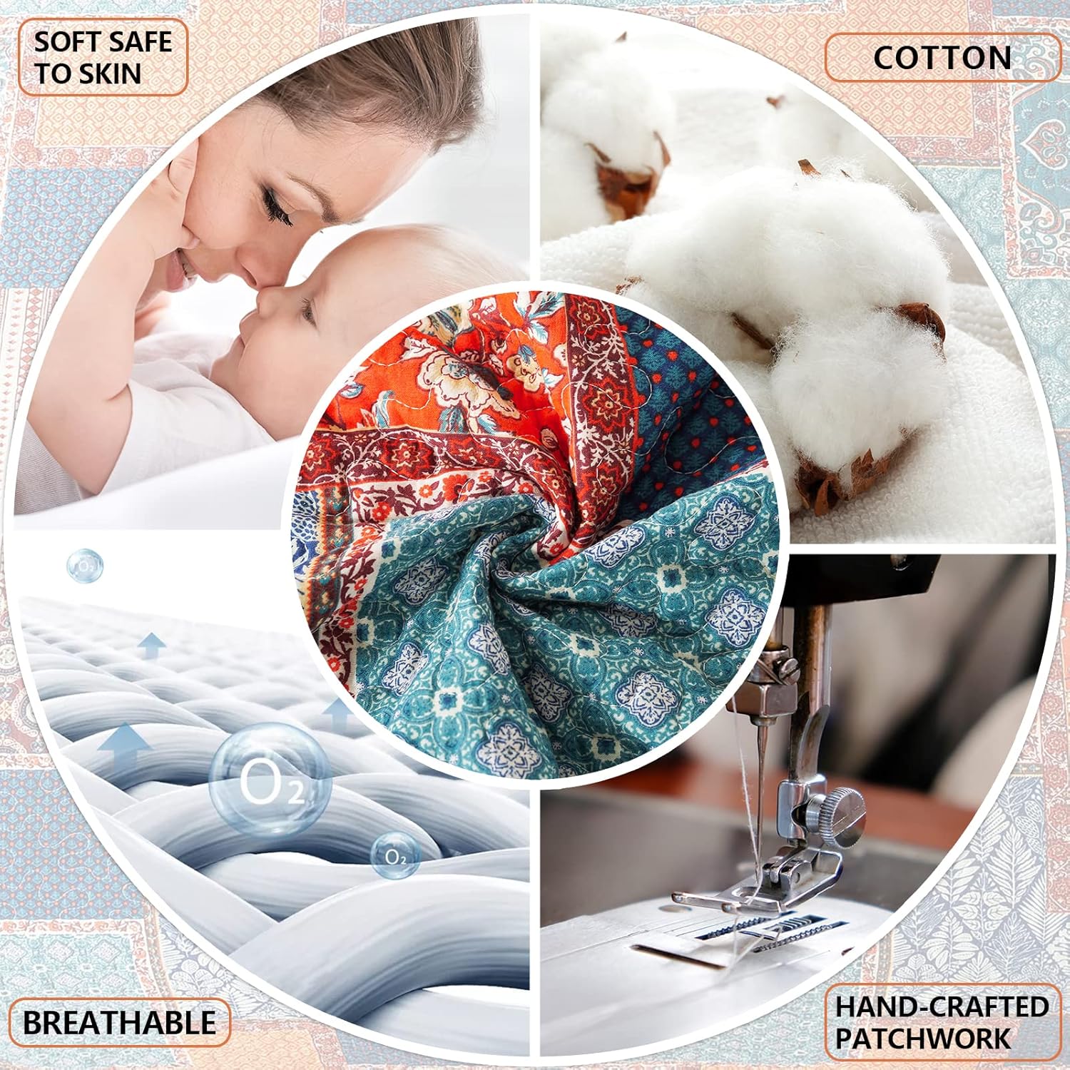 BEDIFANY Cotton Queen Size Quilt Sets, Soft Lightweight Bedspread Queen Size Soft Farmhouse Queen Queen Bedding Sets for Bed Decorations for All Seasons, 3 Pieces - Image 6