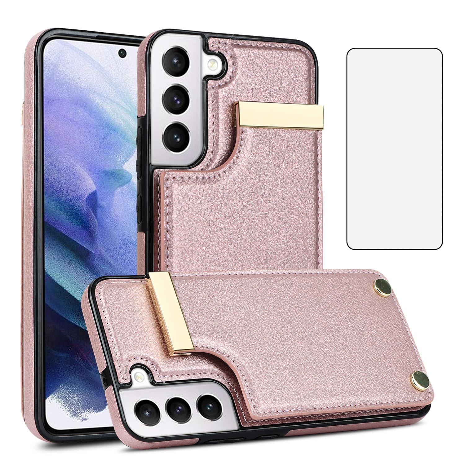 Étui Portefeuille Samsung S22+ 5G avec Sac à Main Cuir et Vitre Trempée Asuwish