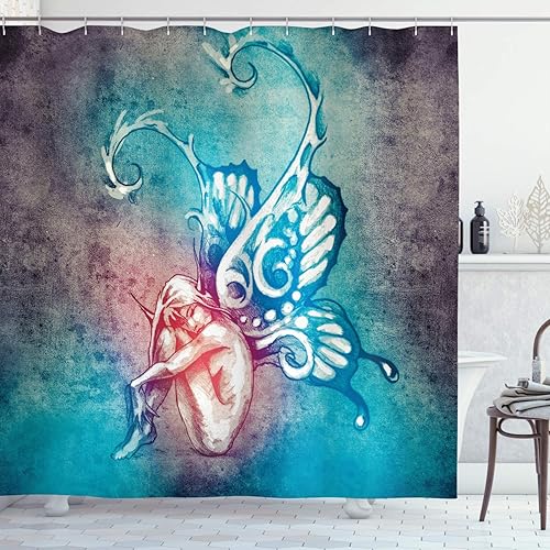 Miniatura 39 de Ambesonne Cortina de ducha abstracta, placa indusrial, ilustración de fachada, elemento de construcción resistente, moderno, juego de decoración de