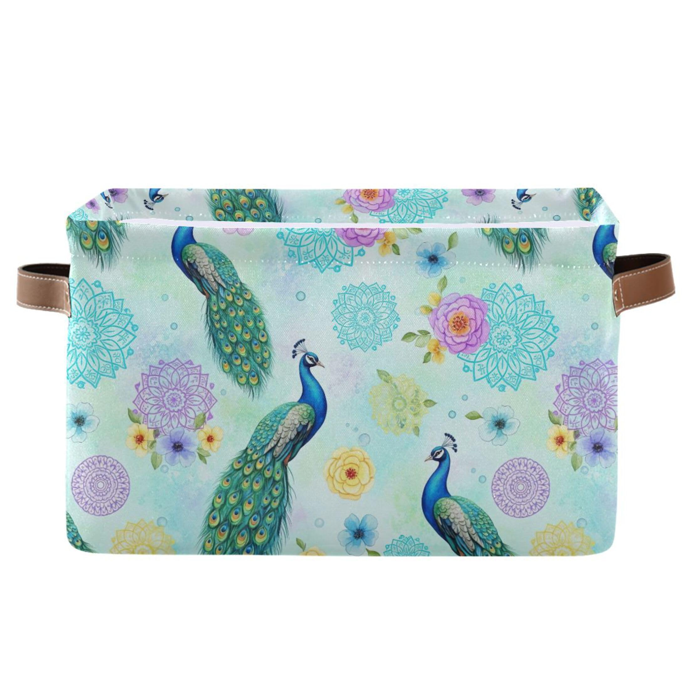 Sac de rangement pour étagère placard et dressing, organisateur textile paons colorés