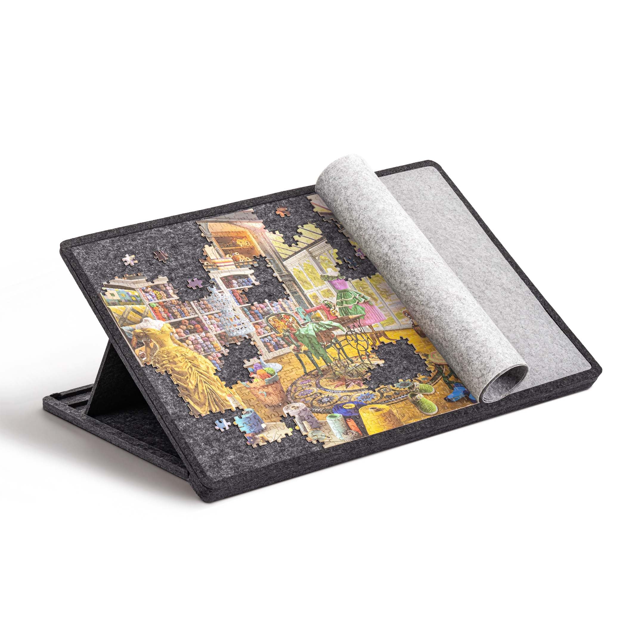 Lavievert Tilting Jigsaw Puzzle Board with Cover, 3 Angle Adjustable Puzzle Table, Lightweight Felt Jigsaw Storage Holder/Saver, for Games Up to 1000 Pieces (Dark Gray) โ image 1