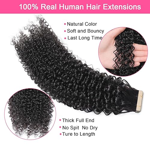 Miniatura 2 de 60 extensiones de cabello humano rizado tipo afro de 24 pulgadas, extensiones de cabello humano rizado 3C 4A, extensiones de cabello humano real