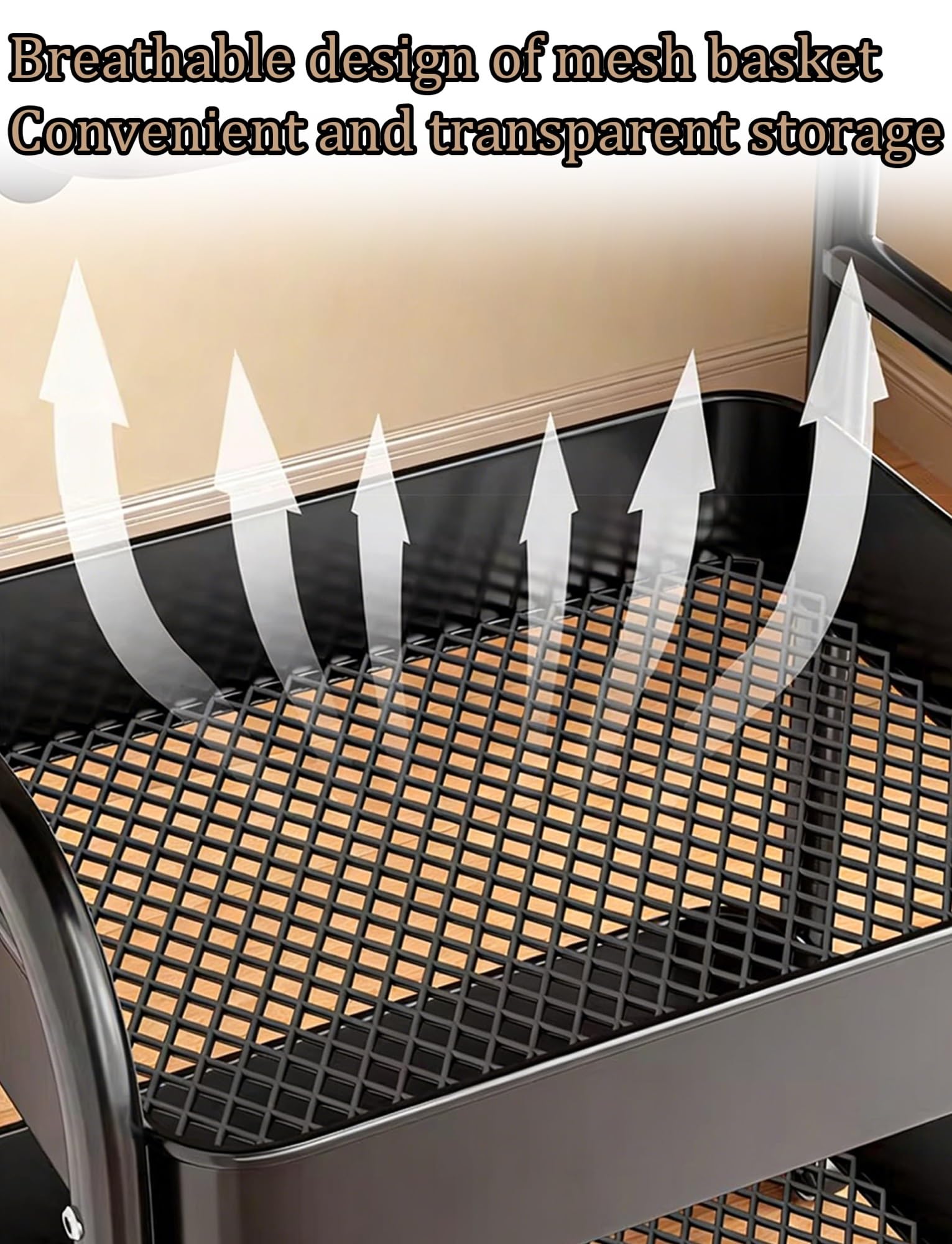 Generisch Aufbewahrungswagen auf Rollen | Rollbarer Beistelltisch mit Holzplatte | Küchen-, Badezimmer- und Wohnzimmer-Organizer | Snackwagen, Bücherwagen(A,17x11x40 in/44x30x103cm)