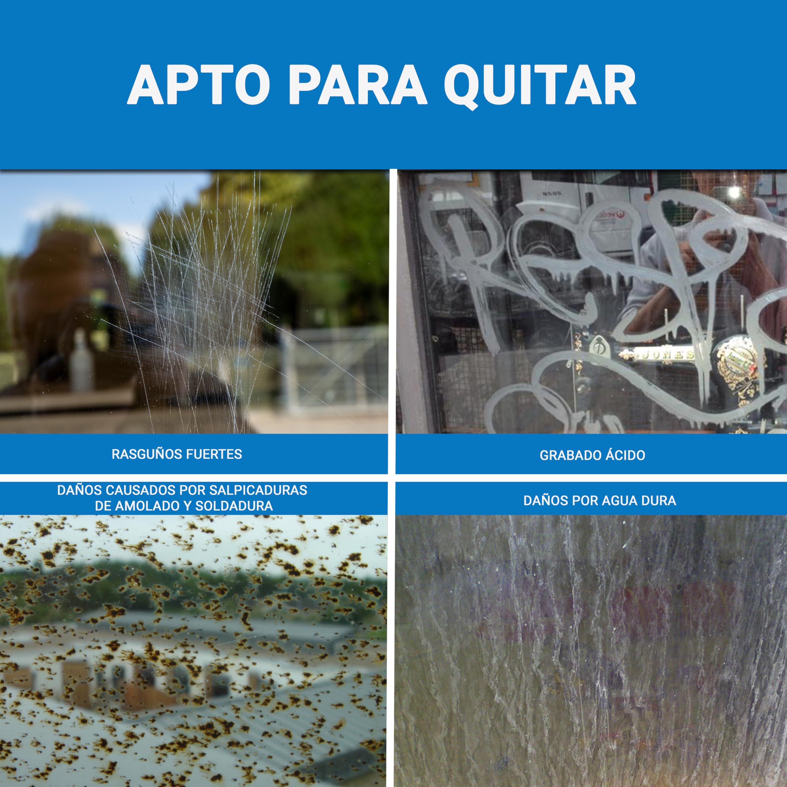 Glass Polish 125mm Pro Kit de Eliminación de Arañazos para Pulido Profesional de Vidrio, Elimina Arañazos, Graffiti, Daños por Agua y Grabado con Ácido, Restaura el Estado Original - GP25022