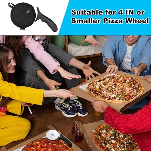 Miniatura 4 de Beautyflier Funda para volante de pizza, adecuada para rueda de pizza de 4 pulgadas o más pequeña, funda duradera para cortador de pizza, funda para