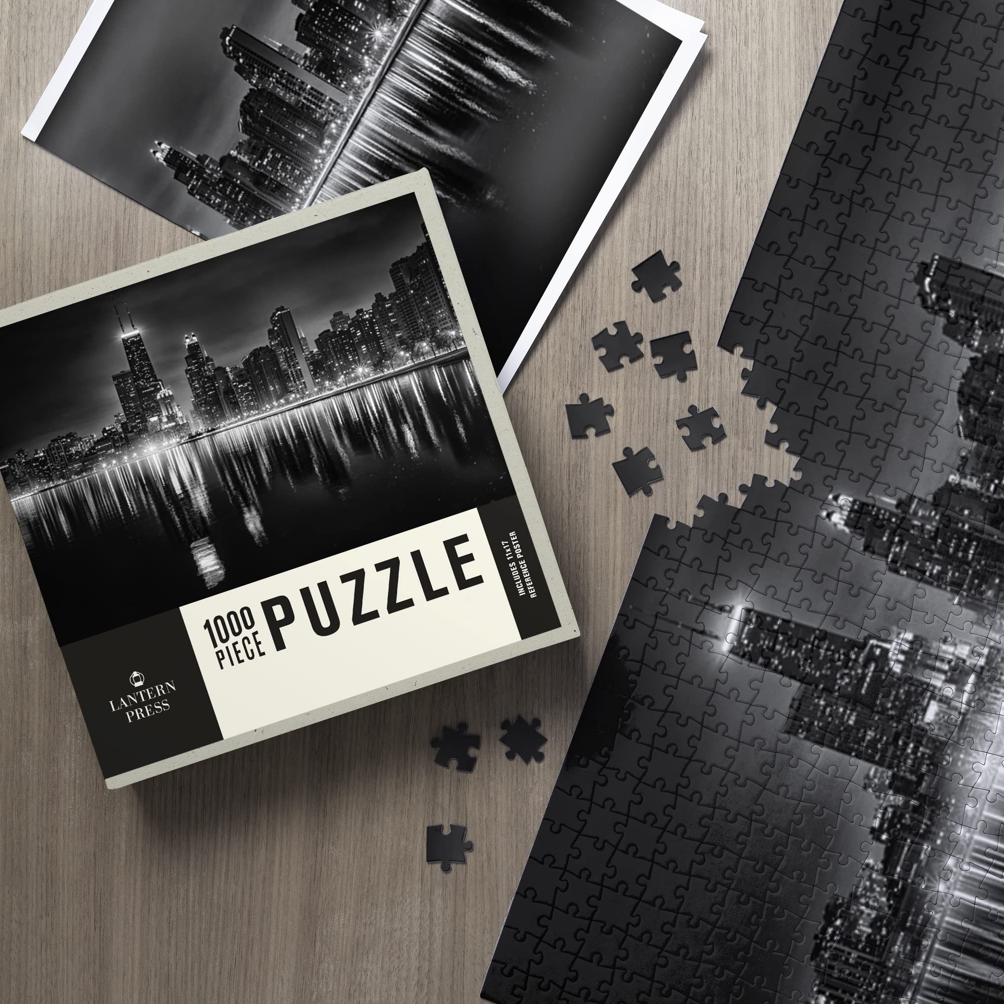 Amazon | 1000ピースパズル シカゴ・リフレクションズ モノクロ写真 A