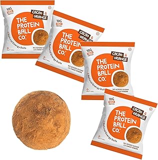 Amazon.co.jp: The Protein Ball Co. プロテイン+ビタミンボール カカオオレンジ 45g×4袋 ダイエット ブリスボール エナジーボール プロテインバー 脂質制限 ビーガン グルテンフリー 高たんぱく 高食物繊維 砂糖不使用 ビタミンB12 ビタミンC ビタミンD3 ダイエット : 食品・飲料・お酒