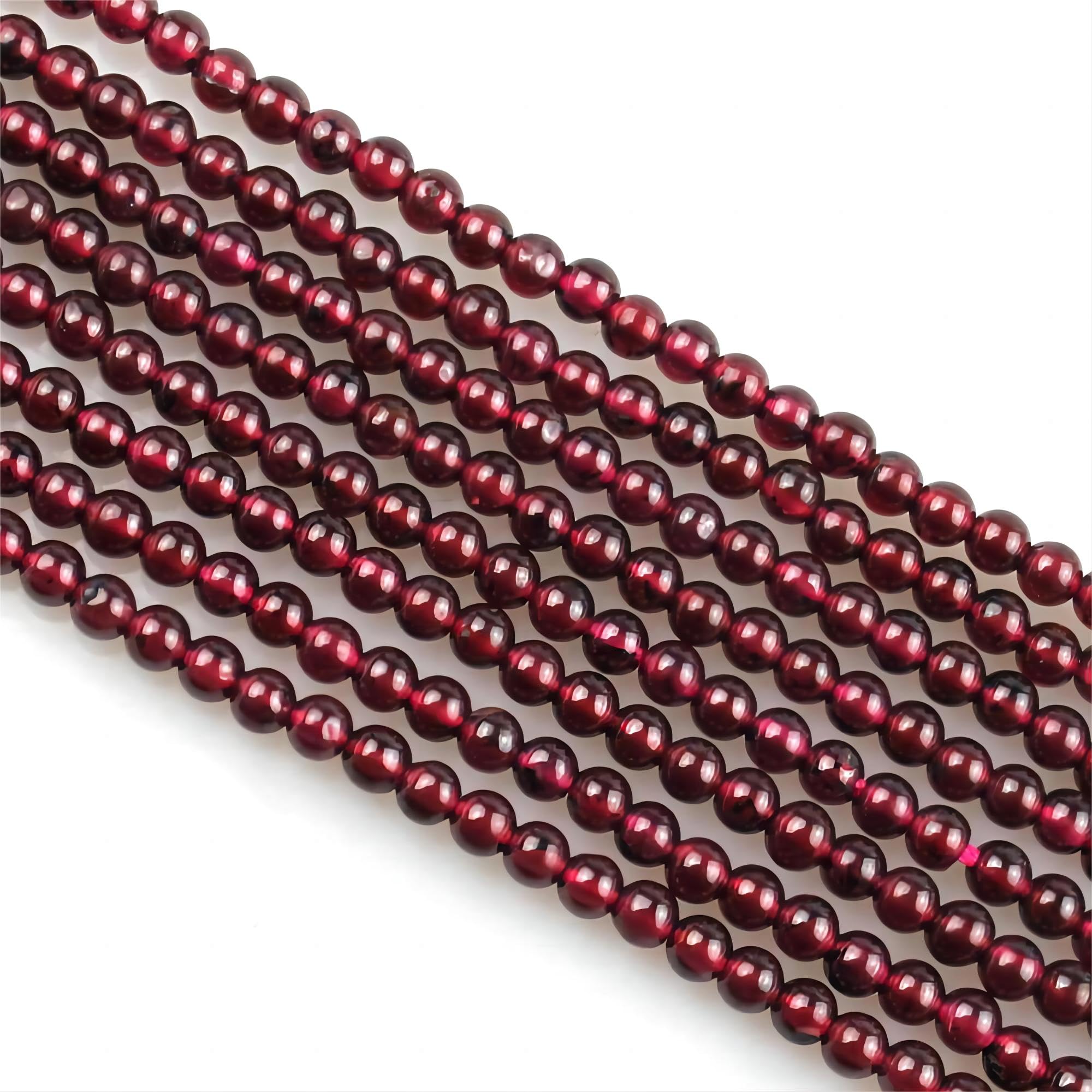 MJDCB 225pcs Natural Small Stone Beads 3mm Red Garnet Round Smooth Loose Gemstone Bead for Jewelry Making Bracelets Earrings Necklaces Accessories