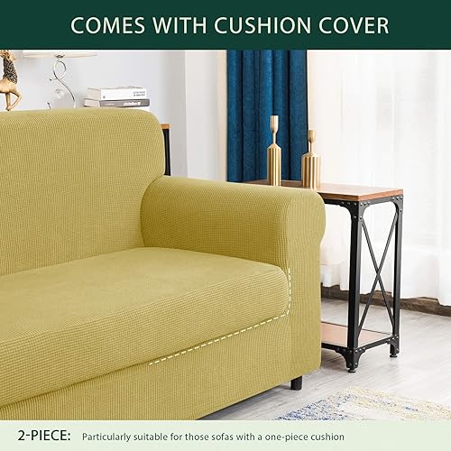 Vista 77 de CHUN YI - Funda elástica para sillón (3 piezas), funda para sofá de 1 plaza con un respaldo y cojín separado con banda elástica, tela jacquard