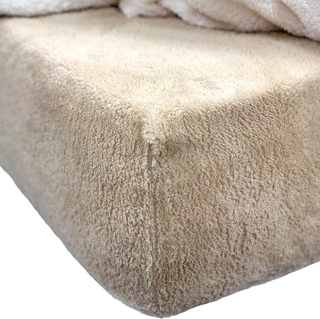 Brentfords Teddy Fleece Fitted Sheet Thermal Warm Soft Luxury Cosy Bedding, Latte Taupe, Single
