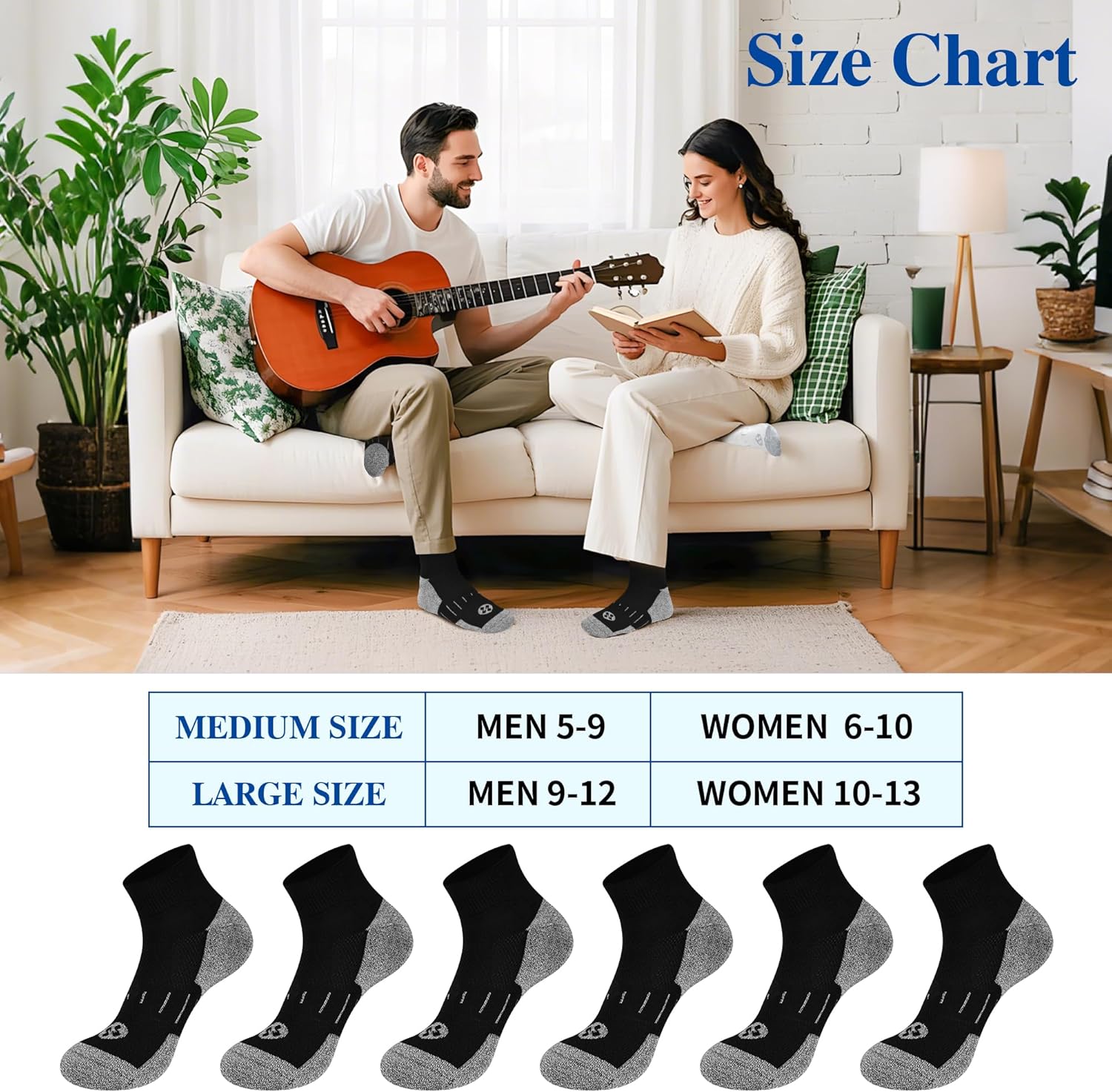 Diabetic Socks for Men,6 Pairs Ankle Mens Diabetic Socks,Diabetic Neuropathy Socks for Men Size 9-11/10-13/13-15. - Image 6