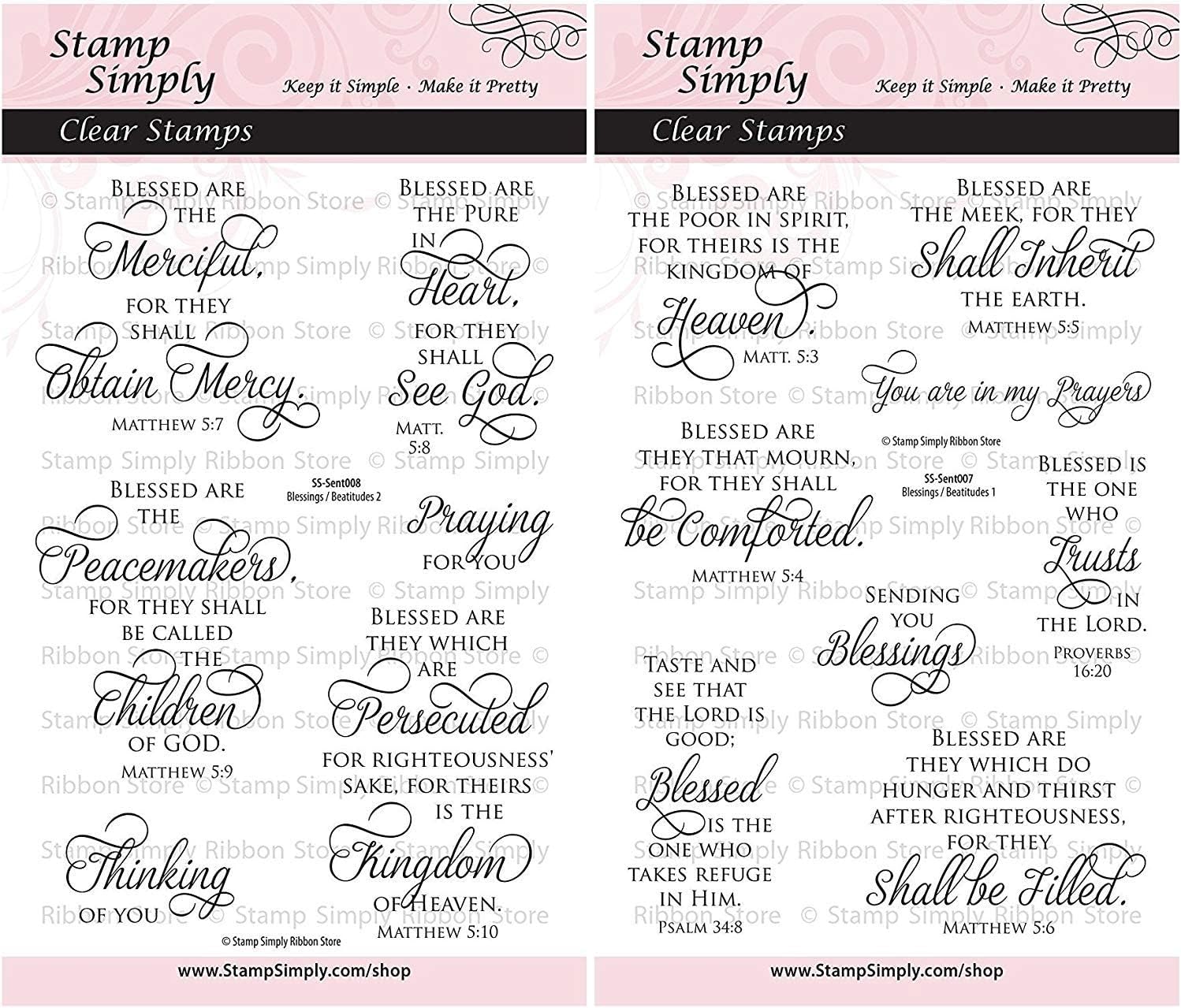 Clear Stamps Blessings and Beatitudes Christian Religious (2-Pack) 4x6 Inch Sheets - 14 Pieces