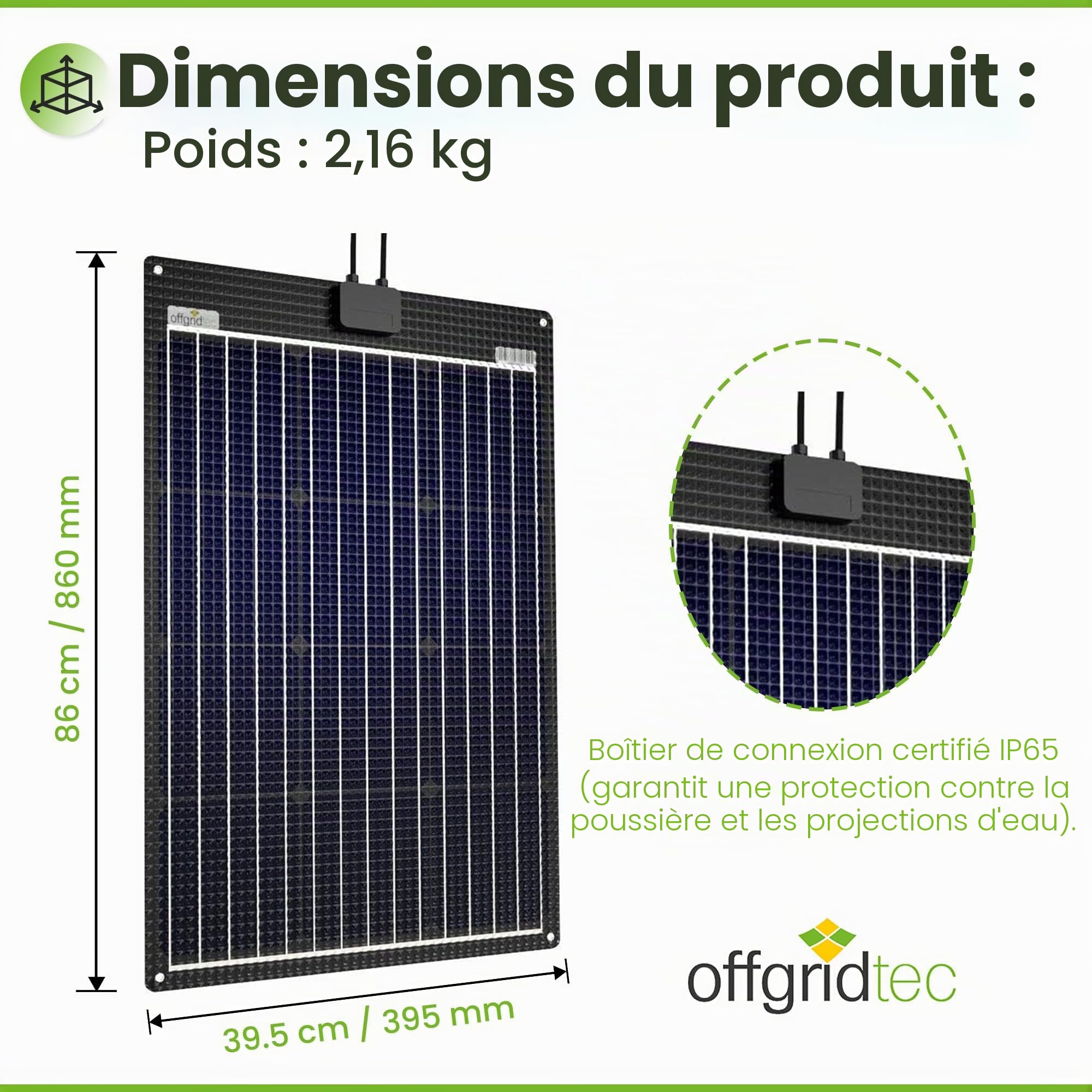 Offgridtec ETFE-AL Panneau solaire semi-flexible 18 V 120 W V2