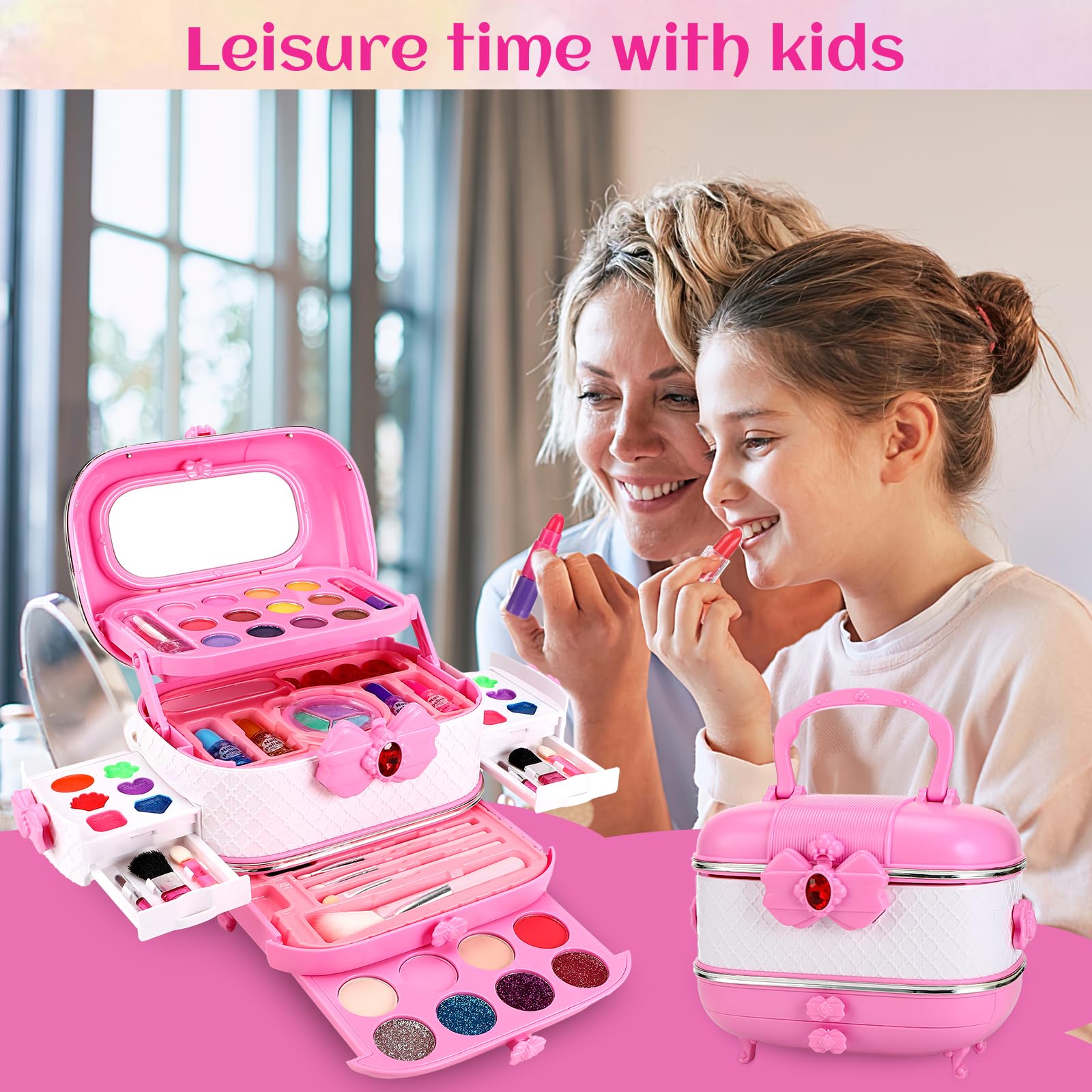 Trucchi Bambina Set, Lavabile Set Di Trucchi Per Bambini, Valigetta di Trucchi per Bambine, Compleanno Regalo Bambina 3 4 5 6 7 8 9 10 11 12 Anni