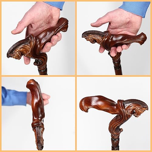 Miniatura 95 de Luxury Handmade Wooden Walking Cane – Premium Carved Solid Wood, Ergonomic Comfort Grip, Designer Canes for Men & Women, Elegant Fashionable Walking