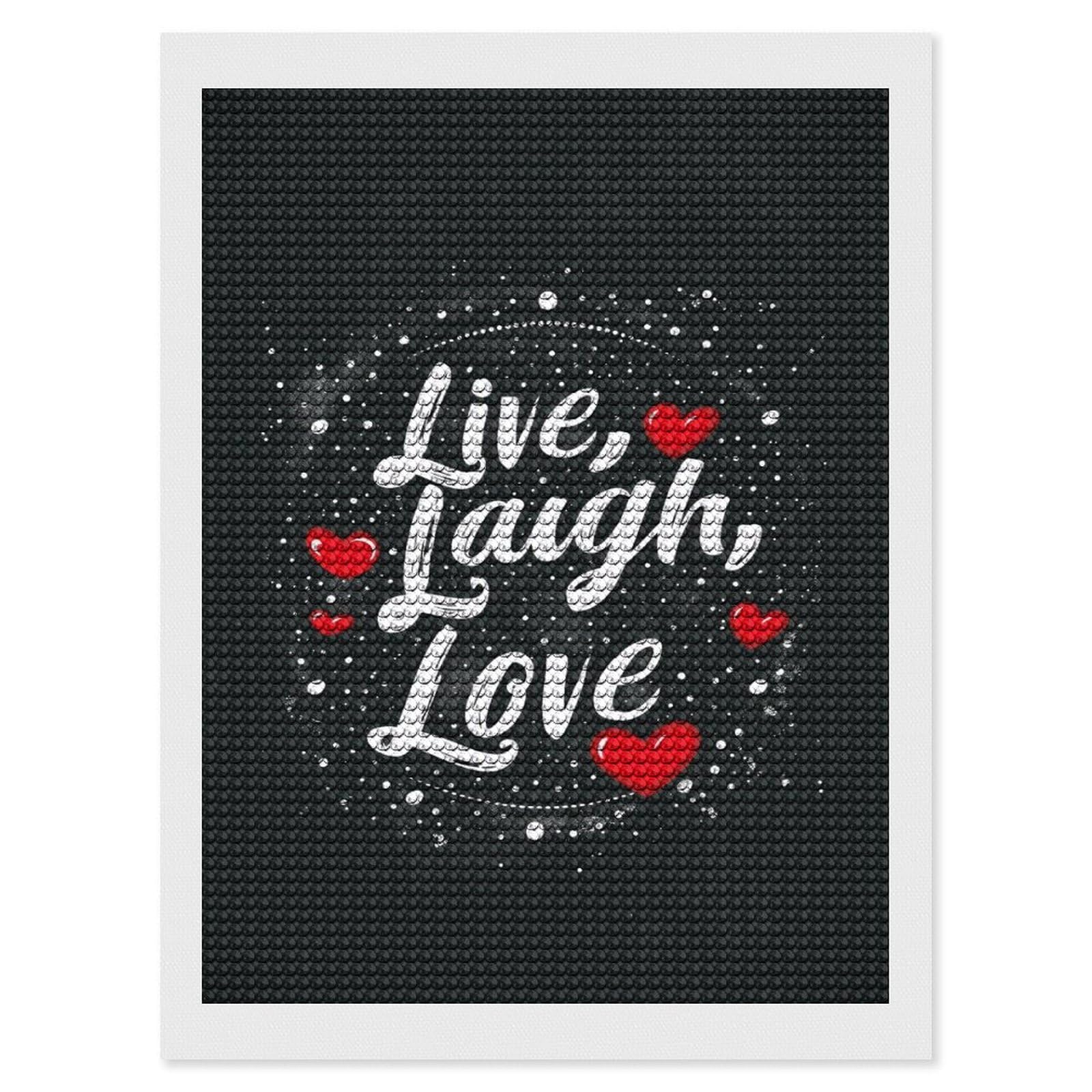 Live, Laugh, Love Diamond Drawing Art Kit for Adults Minimalism DIY Diamond Art Painting for Beginners Full Drill Round Gem Art Painting for Crafts