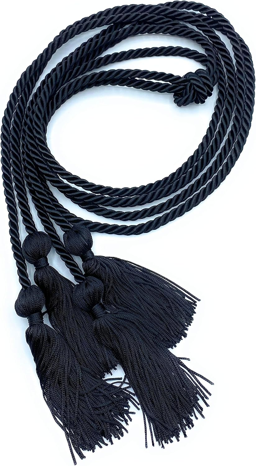 Double Graduation Honor Cords -Black and Silver