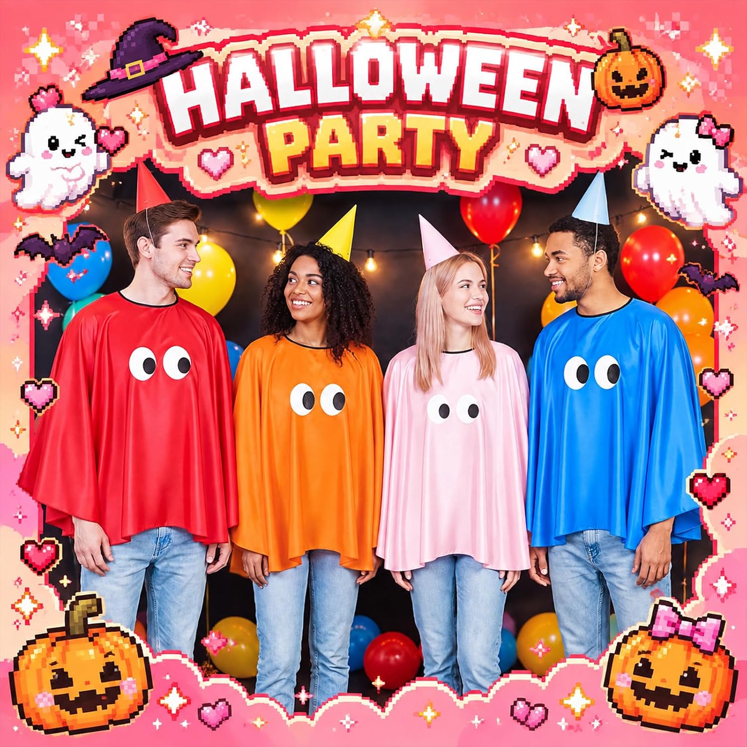 Glitopper 4 Pcs Halloween Costume Capes Set for Group Cosplay Adults Outfit image 5