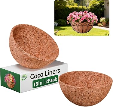 Halatool 2 Pack 18 Inch Coconut Liners for Hanging Baskets Replacement