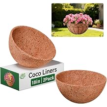 Halatool 2 Pack 18 Inch Coco Liners Natural Coconut Liners for Planters Round Hanging Basket Liner for Flowers Vegetables Balcony Garden Patio Porch Home Decor