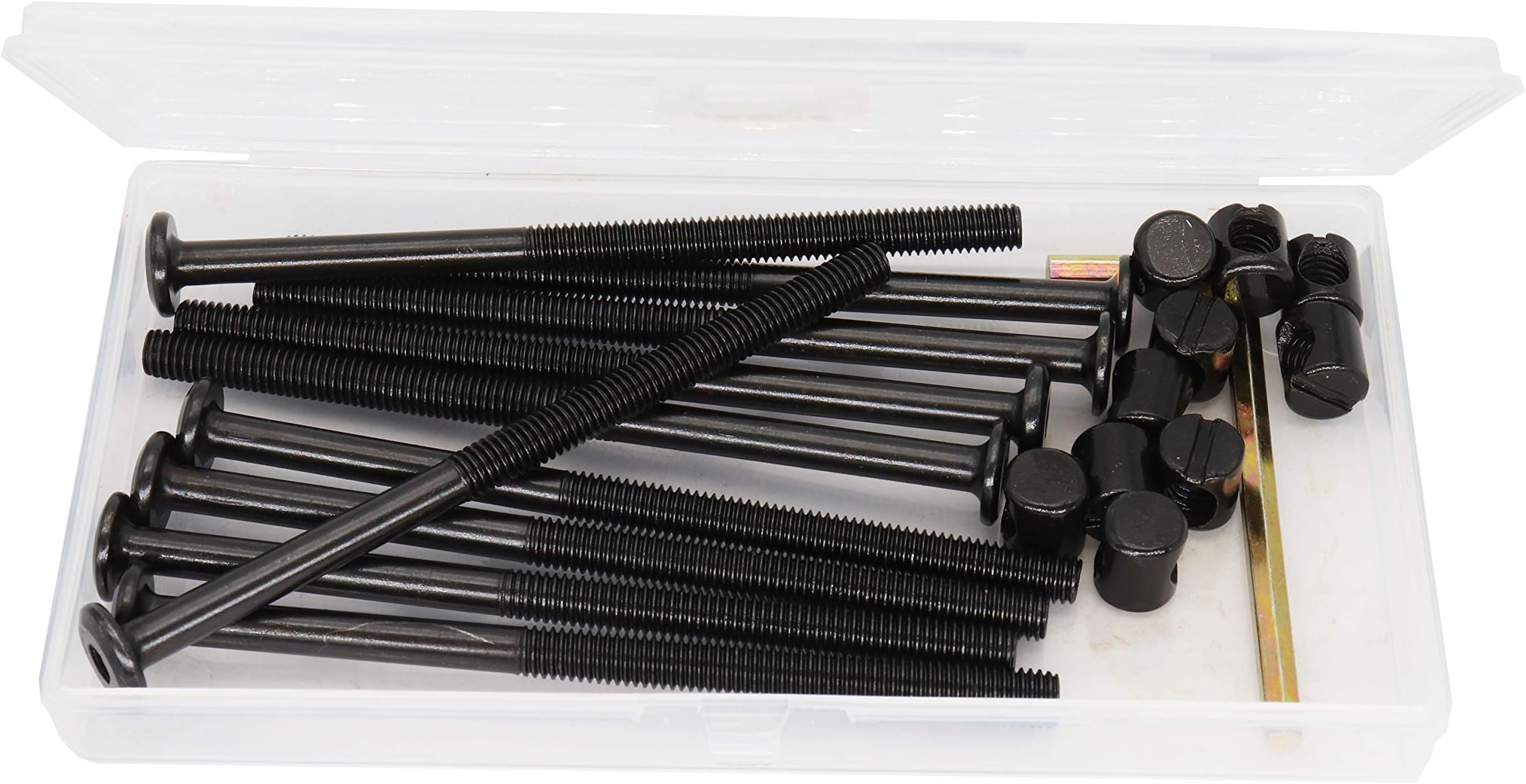 cSeao10-Pack M6 100mm Black Socket Cap Screws Barrel Nuts Set for Furniture Crib Chairs Bunk Bed (M6x100mm)