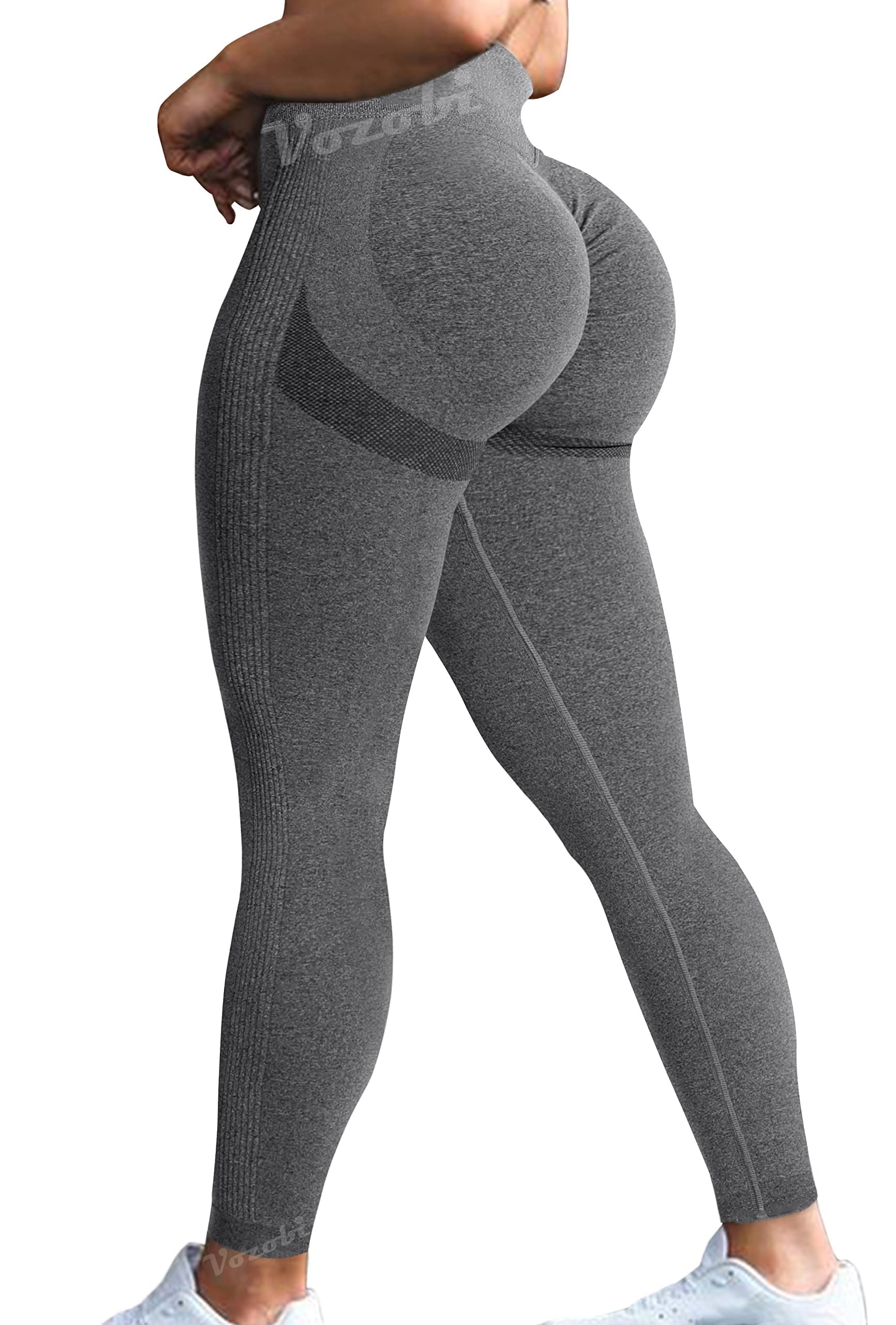 Vozobi Tiktok Trending Leggings Women's High Waist Smile Contour Booty Leggings Scrunch Butt Lift Workout Seamless Yoga Pants — view 29