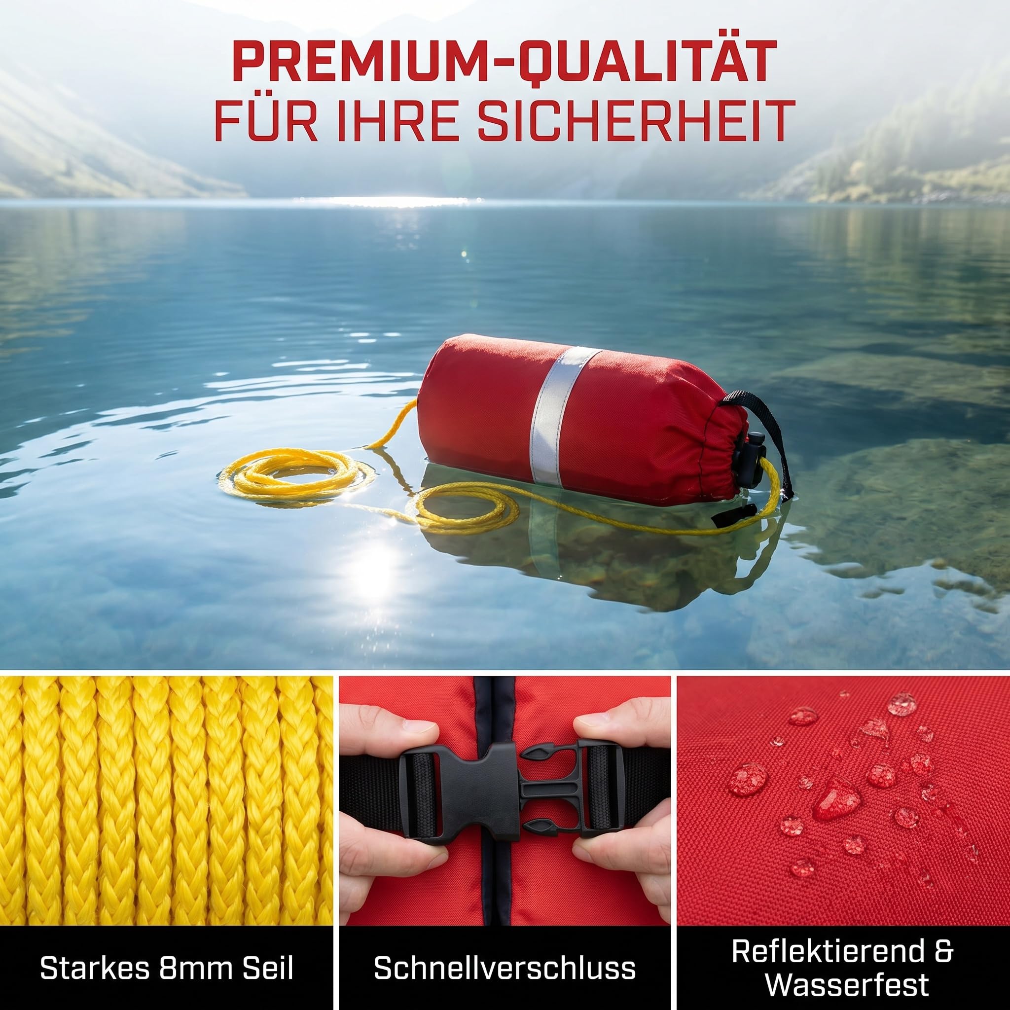 Wurfsack mit Seil 21m, Wasserrettungs Wurfsack, Water Rescue Throw Bag Floating Rope, Profi Schwimmender Wurfsack für Kajak, Kanu, Paddelboot, Kanu, Yachten, Segeln Und Kanufahren, Gelb