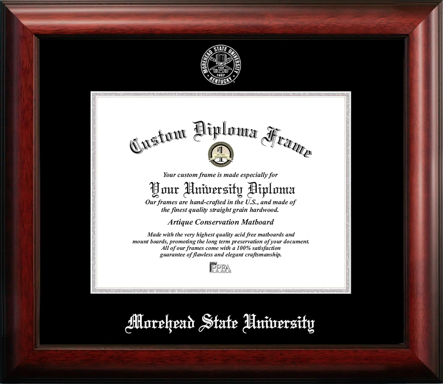 Campus Images NCAA Morehead State Eagles Unisex Silver Embossed Diploma Frame Morehead State University 11W x 8.5H Silver Embossed Diploma Frame, Brown, One Size
