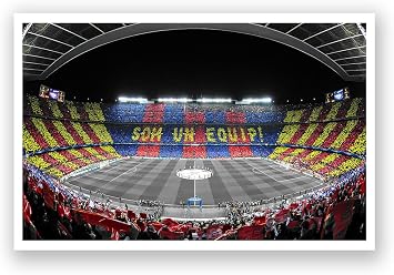 ArtsyCanvas Barcelona - Camp Nou 18x10 ملصق ديكور كرة القدم لغرفة ديكور كرة القدم للأولاد ديكور كهف مانكا