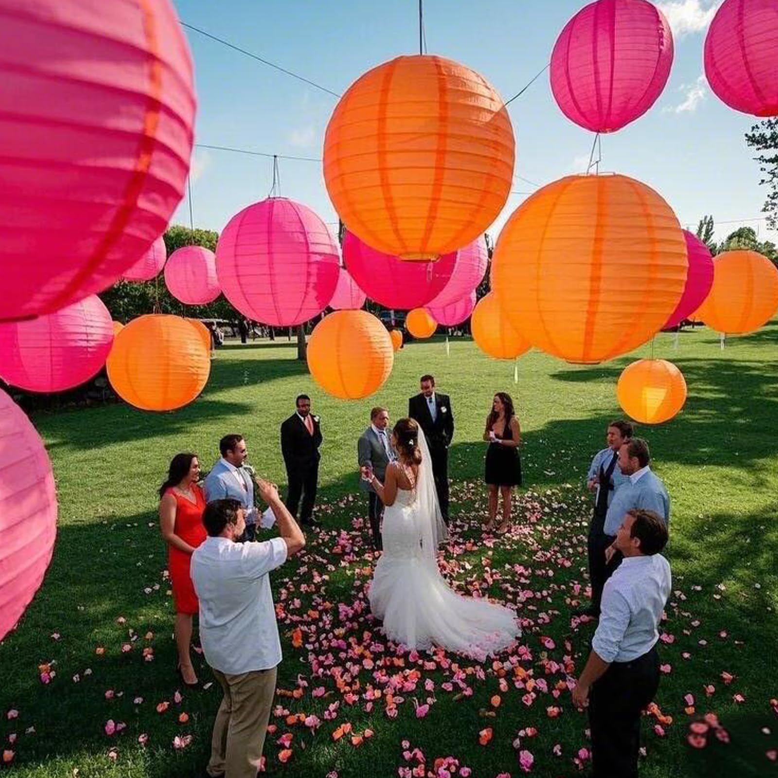 15-Piece Lavender Pink Paper Lantern Set – Hanging Party Decor For Weddings, Baby Showers, Bridal Showers, Birthdays, Rustic Romantic