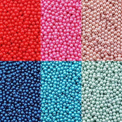 INSPIRELLE 2600 perlas sintéticas de plástico ABS multicolor sin perforar de 0.236 pulgadas para rellenos de jarrón, cuentas de maquillaje sin