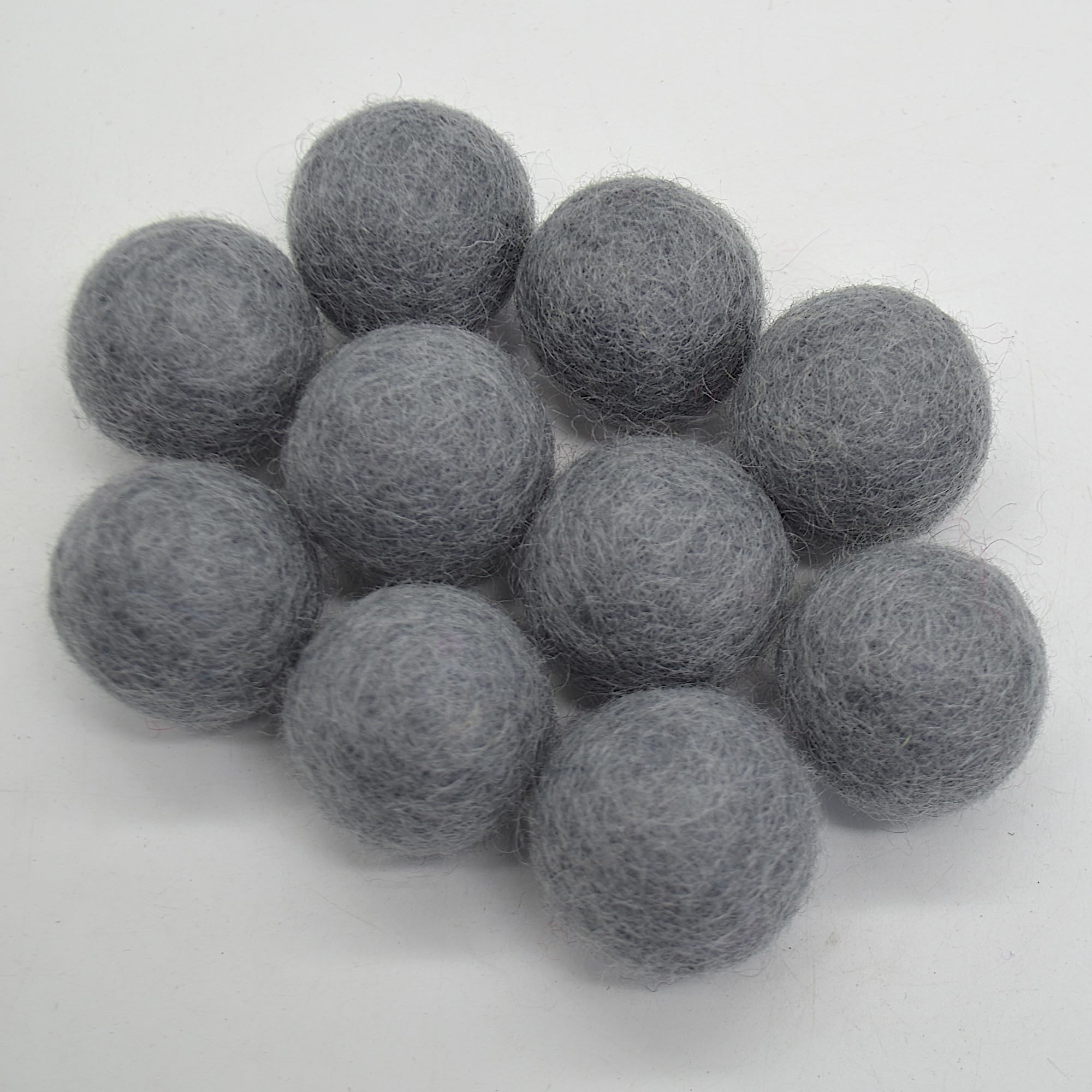 Oriental Direct Battleship Grey 100% Wool Felt Balls - 10 Count - 3Cm