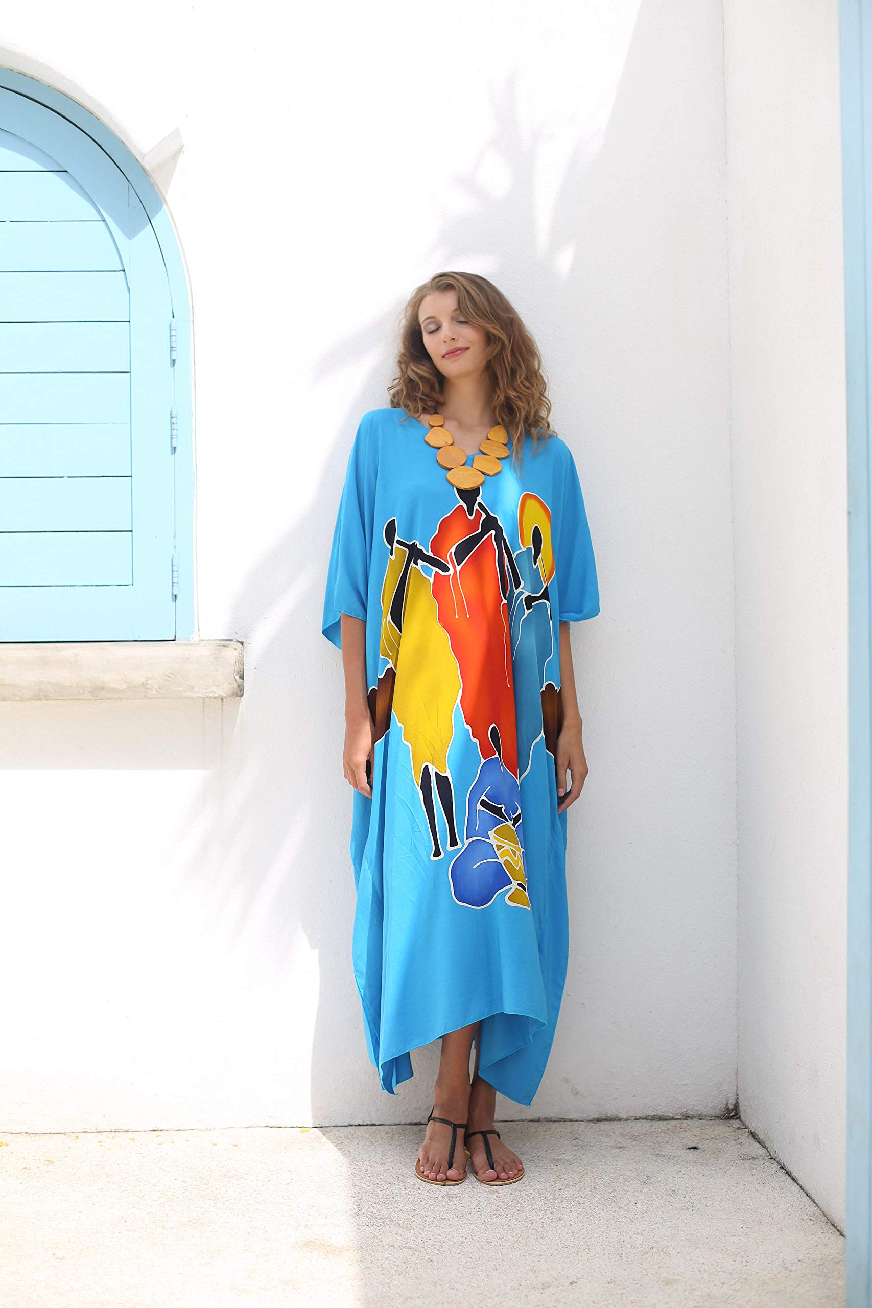 SHU-SHI - Caftán Largo para Mujer - Ideal para la Playa - Diseño Tribal