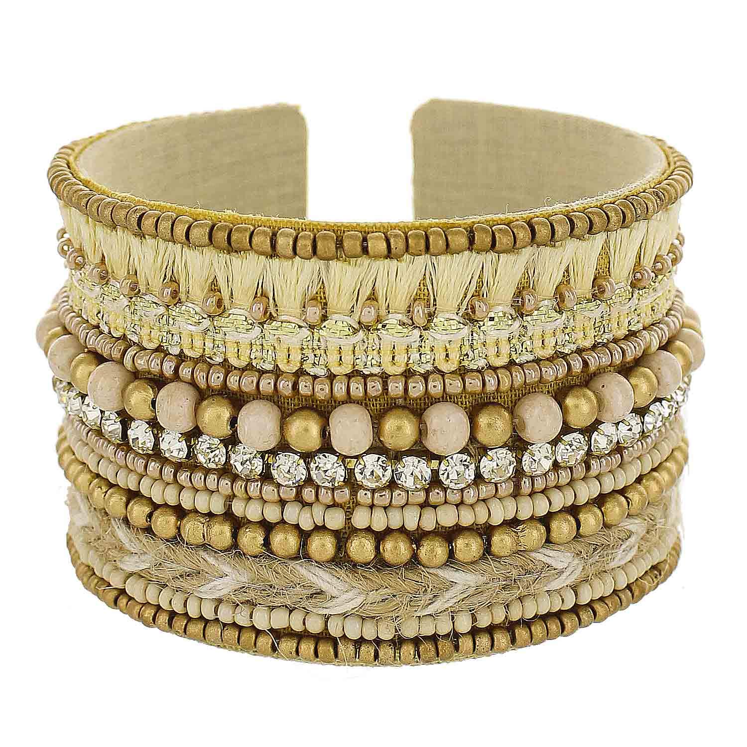 Beaded Cuff, Ivory, One Size