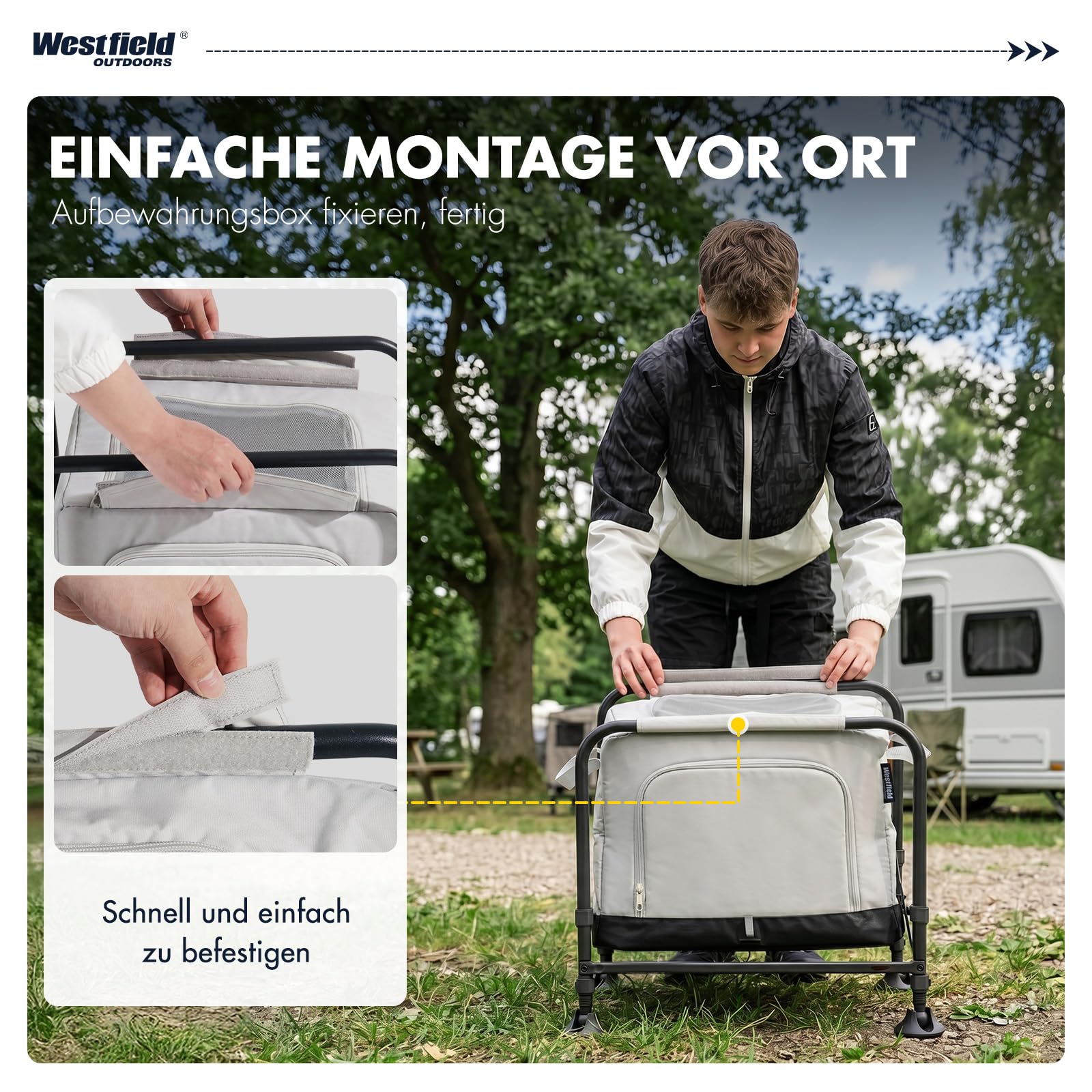 Westfield Outdoors Modulor I+, Campingschrank Faltbar, Campingküche Klappbar mit Tragetasche, Faltschrank Klappschrank viel Stauraum Tragbar für Camping, Balkon, Terrasse