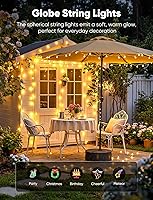 Vista 4 de Minetom Guirnalda de luces con forma de globo, 33 pies, 100 luces LED enchufables, 8 modos con control remoto, mini luces de globo para interiores