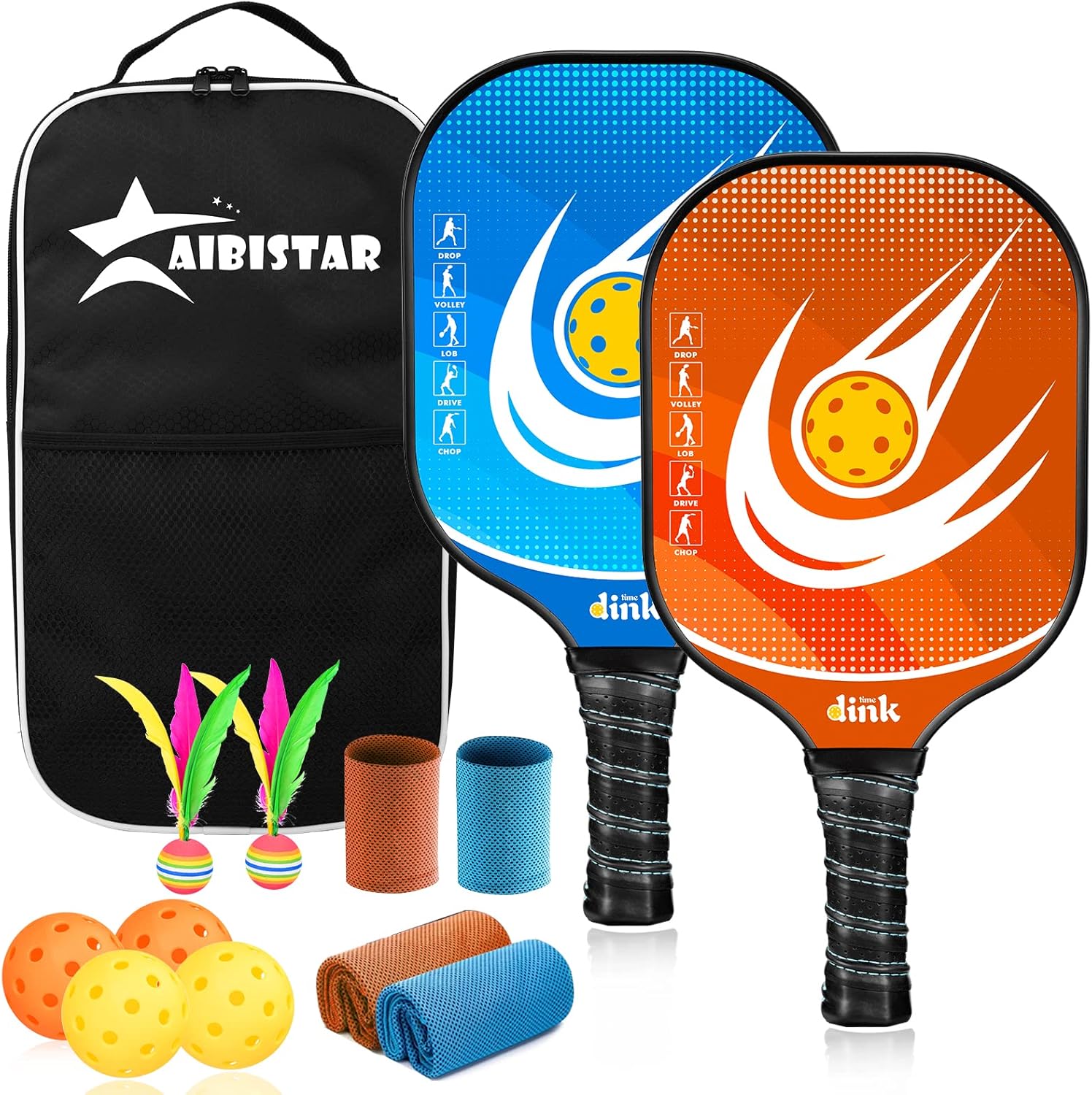 Raquette de Pickleball, Raquette en Fibre de Verre Légère et Durable, L